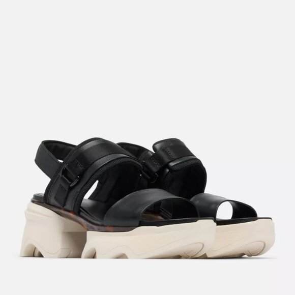 Sorel KINETIC Impact Slingback Heel Women's Sandal in Black/Chalk - Picture 2 of 11